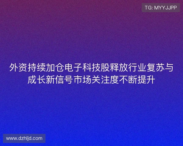 外资持续加仓电子科技股释放行业复苏与成长新信号市场关注度不断提升